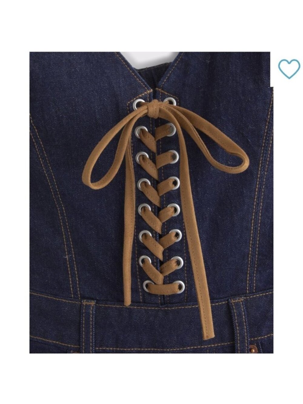 Abercrombie & Fitch Vegan Suede Lace Up Denim Jumpsuit Dark Wash Size M - Picture 9 of 15